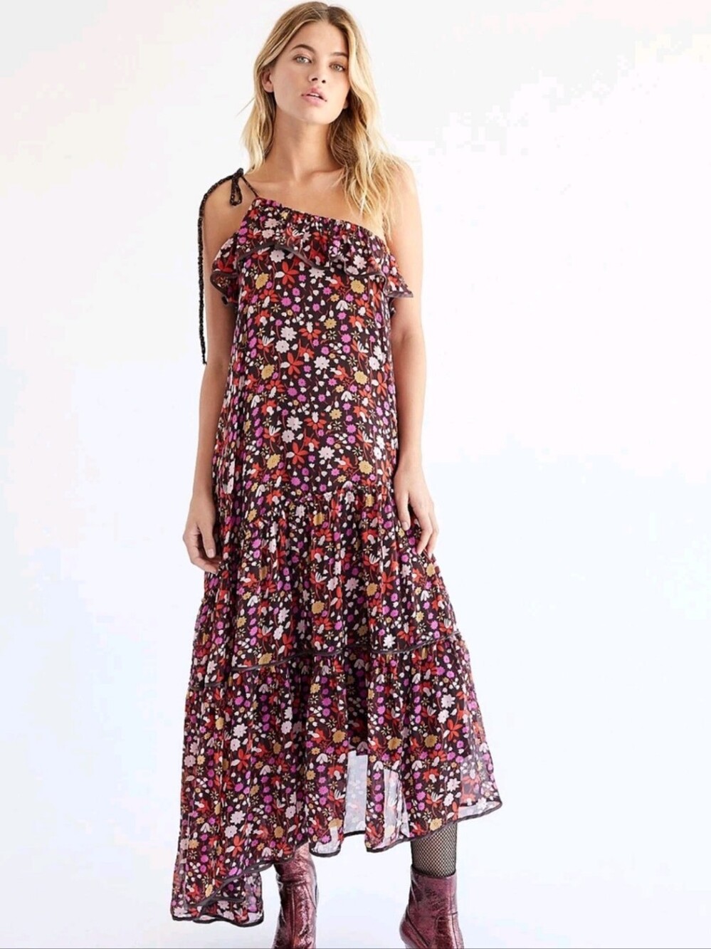 Free People One-Shoulder Tiered Maxi Dress